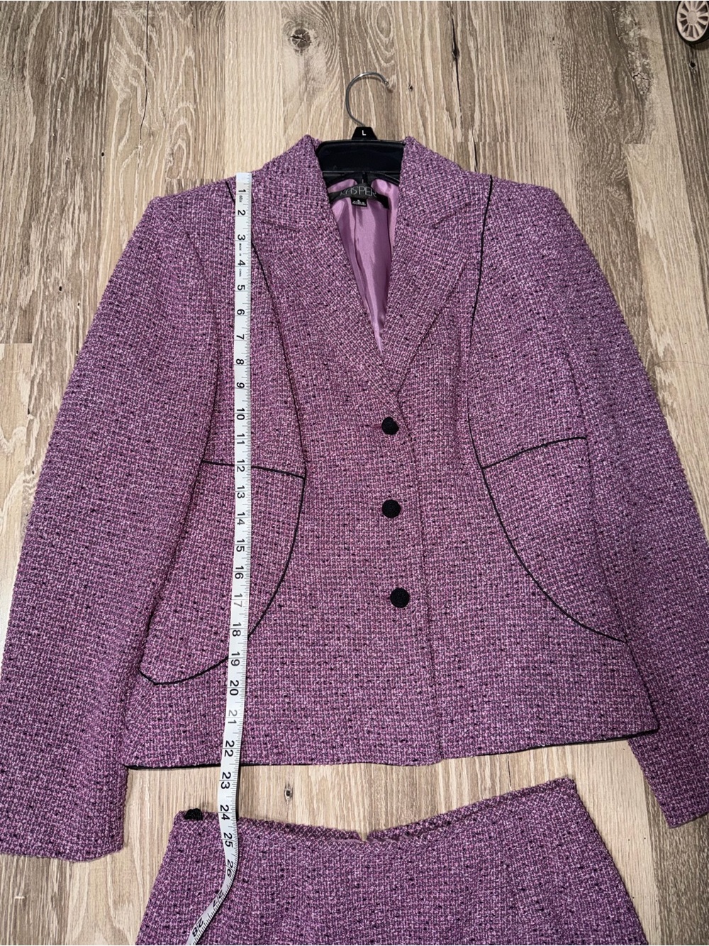 Kasper Purple Tweed Skirt Suit Blazer Ruffle Hem 2 Piece Women’s Size 6 - Picture 10 of 11